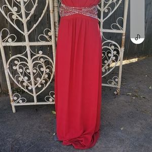 Sequined red gown